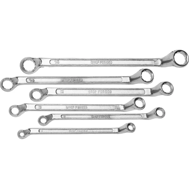 Zestaw kluczy oczkowych 6-17 mm, odgięte, 6 szt. Zestaw kluczy oczkowych 6-17 mm, odgięte, 6 szt.