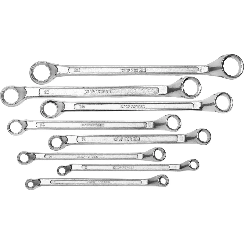 Zestaw kluczy oczkowych 6-22 mm, odgięte, 8 szt.