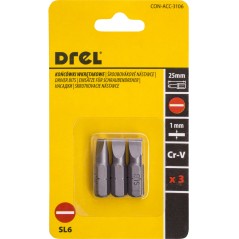 Końcówki wkrętakowe płaskie SL6,0 x 25 mm, 3 szt.
