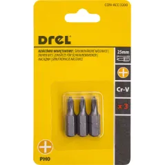 Końcówki wkrętakowe krzyżowe PH0 x 25 mm, 3 szt.