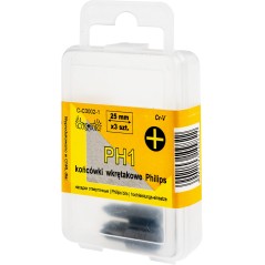 Końcówki wkrętakowe krzyżowe PH1 x 25 mm, 3 szt.