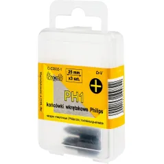 Końcówki wkrętakowe krzyżowe PH1 x 25 mm, 3 szt.