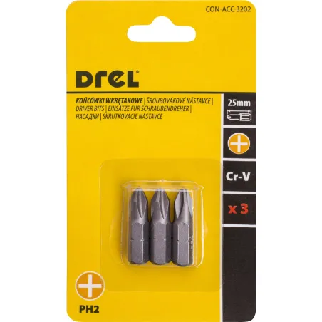 Końcówki wkrętakowe krzyżowe PH2 x 25 mm, 3 szt.