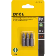 Końcówki wkrętakowe krzyżowe PZ1 x 25 mm, 3 szt.