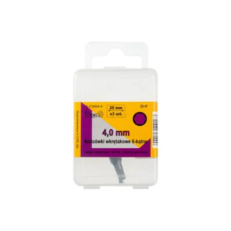 Końcówki wkrętakowe sześciokątne H4 x 25 mm, 3 szt.