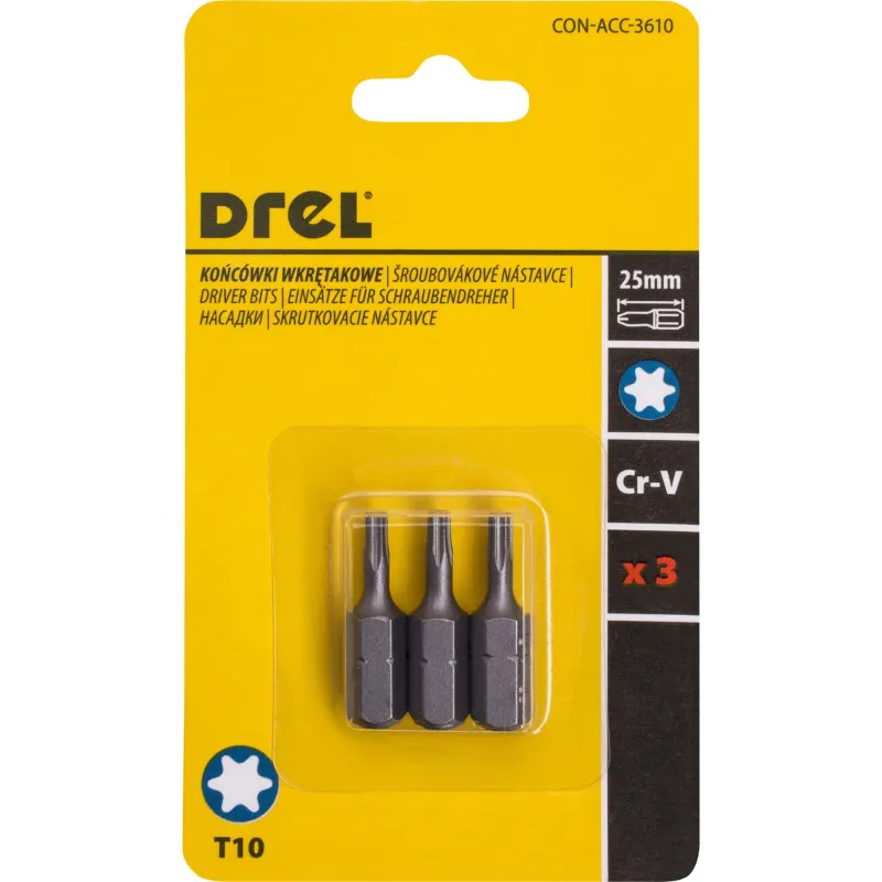 Końcówki wkrętakowe Torx T10 x 25 mm, 3 szt.