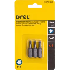Końcówki wkrętakowe Torx T15 x 25 mm, 3 szt.