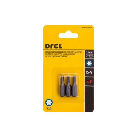 Końcówki wkrętakowe Torx T20 x 25 mm, 3 szt.