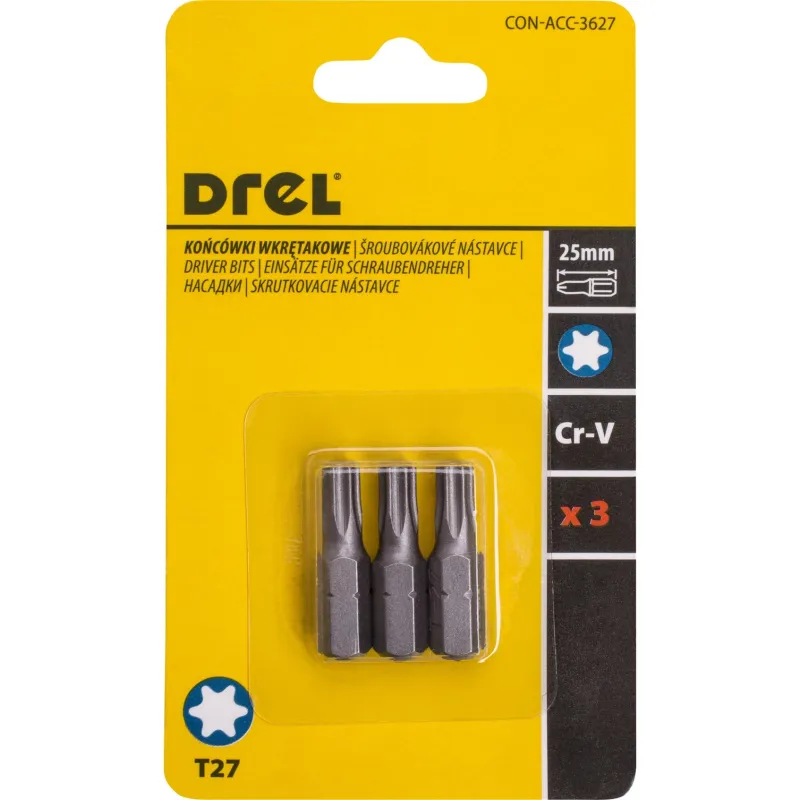 Końcówki wkrętakowe Torx T27 x 25 mm, 3 szt.