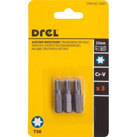 Końcówki wkrętakowe Torx T30 x 25 mm, 3 szt.