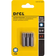 Końcówki wkrętakowe Torx T40 x 25 mm, 3 szt.