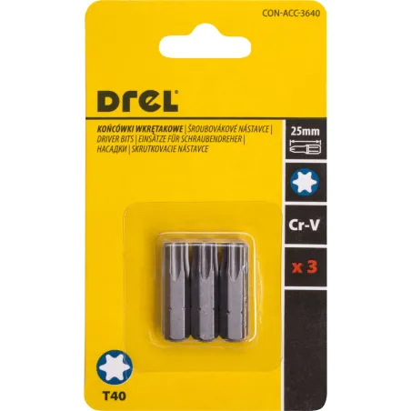 Końcówki wkrętakowe Torx T40 x 25 mm, 3 szt.