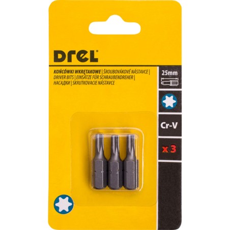 Końcówki wkrętakowe Torx T9 x 25 mm, 3 szt.