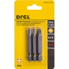Końcówki wkrętakowe krzyżowe PH2 x 50 mm, 3 szt.