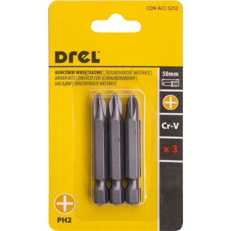 Końcówki wkrętakowe krzyżowe PH2 x 50 mm, 3 szt.