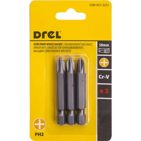 Końcówki wkrętakowe krzyżowe PH2 x 50 mm, 3 szt.