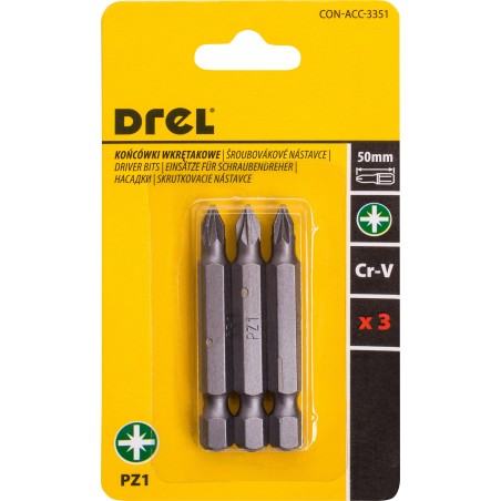 Końcówki wkrętakowe krzyżowe PZ1 x 50 mm, 3 szt.