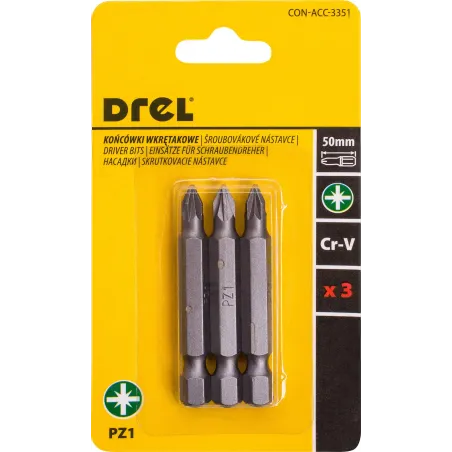 Końcówki wkrętakowe krzyżowe PZ1 x 50 mm, 3 szt.