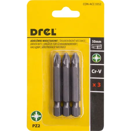 Końcówki wkrętakowe krzyżowe PZ2 x 50 mm, 3 szt.