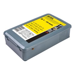 Zestaw wierteł do metalu 1.0-10.0 mm, metalowe pudełko, 19 szt.
