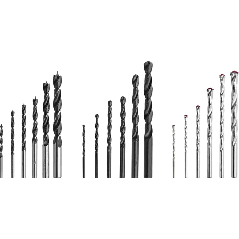 Zestaw wierteł do metalu, drewna, cegły 3.0-10.0 mm, 18 szt.