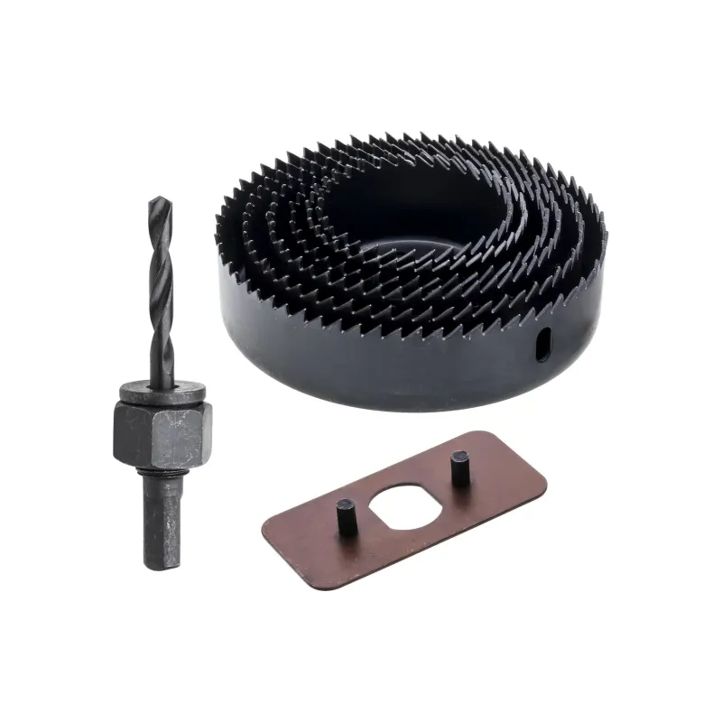 Zestaw otwornic do drewna 51-102 mm, adapter z wiertłem prowadzącym, 9 szt.