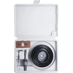 Zestaw otwornic do drewna 51-102 mm, adapter z wiertłem prowadzącym, 9 szt.