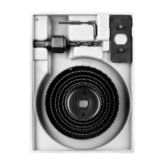 Zestaw otwornic do drewna 51-102 mm, adapter z wiertłem prowadzącym, 9 szt.