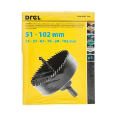 Zestaw otwornic do drewna 51-102 mm, adapter z wiertłem prowadzącym, 9 szt.