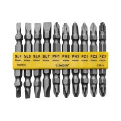 Zestaw końcówek wkrętakowych dwustronnych 65 mm, CrV, 10 szt.