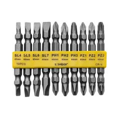 Zestaw końcówek wkrętakowych dwustronnych 65 mm, CrV, 10 szt.