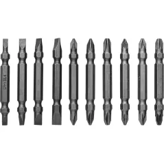 Zestaw końcówek wkrętakowych dwustronnych 65 mm, CrV, 10 szt.