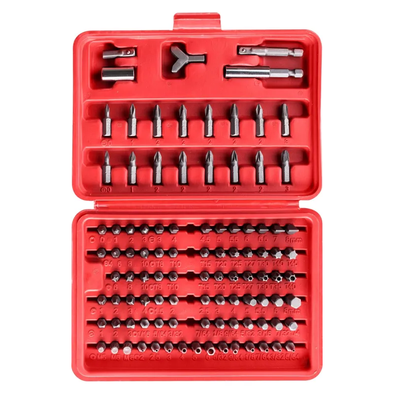 Zestaw końcówek wkrętakowych z uchwytem magnetycznym CrV, 100 szt. Zestaw końcówek wkrętakowych z uchwytem magnetycznym CrV, 100 szt.