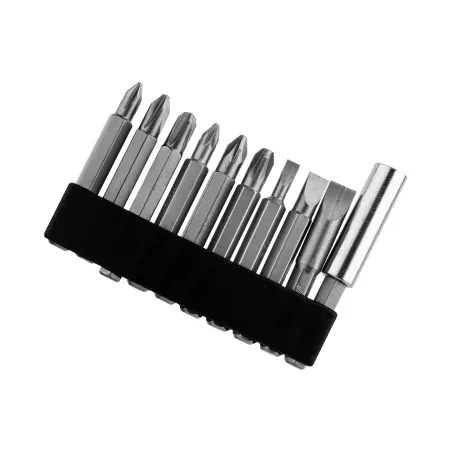 Zestaw końcówek wkrętakowych z uchwytem magnetycznym 50 mm, CrV, 10 szt.