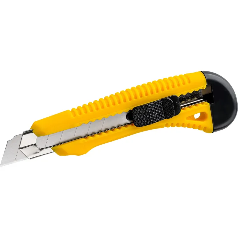 Nóż z ostrzem łamanym 18 mm, plastikowy korpus, metalowa prowadnica Nóż z ostrzem łamanym 18 mm, plastikowy korpus, metalowa prowadnica