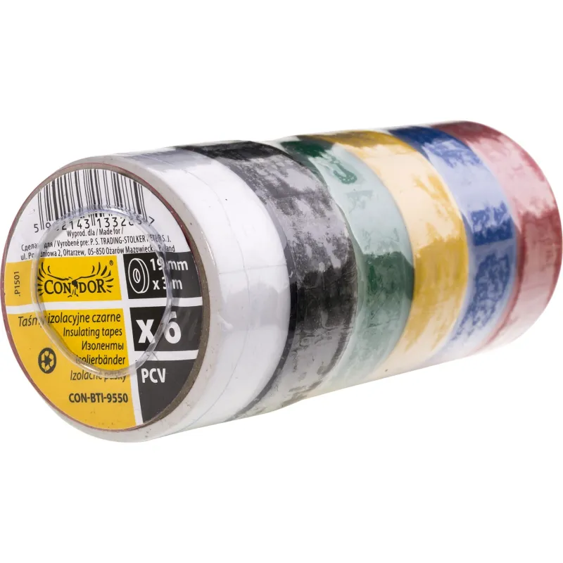 Taśmy izolacyjne 0.13 x 19 mm, 3 m, kolorowe, 6 szt. Taśmy izolacyjne 0.13 x 19 mm, 3 m, kolorowe, 6 szt.