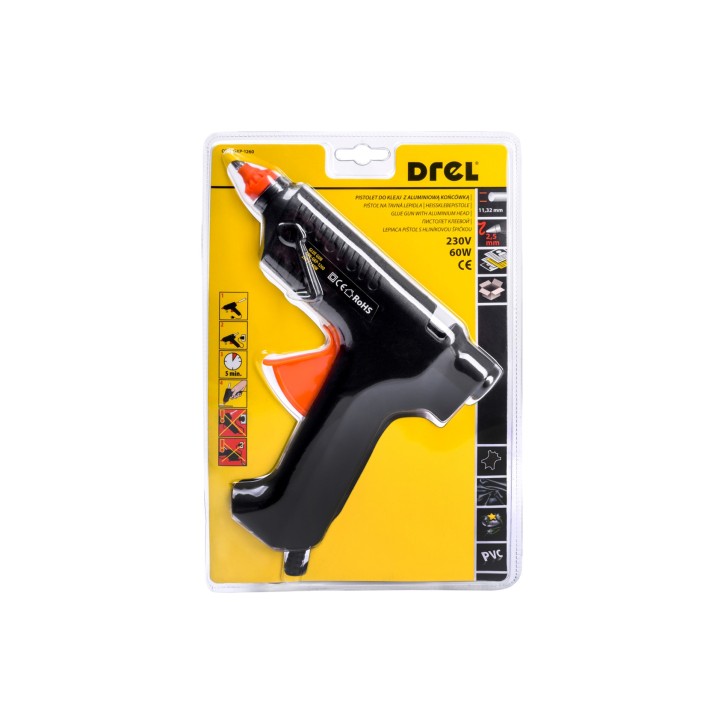 Pistolet do kleju 11.2 mm, z aluminiową końcówką pokrytą tworzywem, 60 W