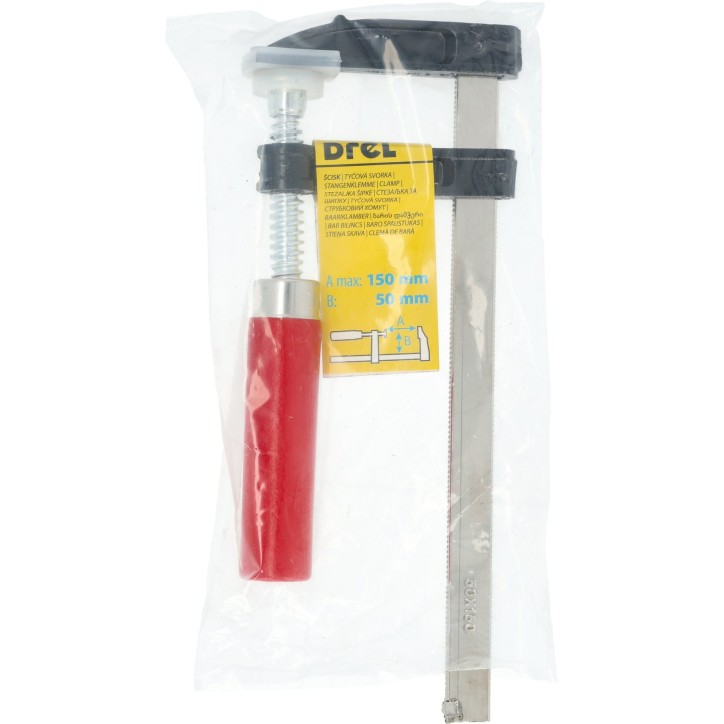 Ścisk stolarski 50 x 150 mm, typ F, drewniany uchwyt, FSC 100%, certyfikat NC-COC-062817 Ścisk stolarski 50 x 150 mm, typ F, drewniany uchwyt, FSC 100%, certyfikat NC-COC-062817