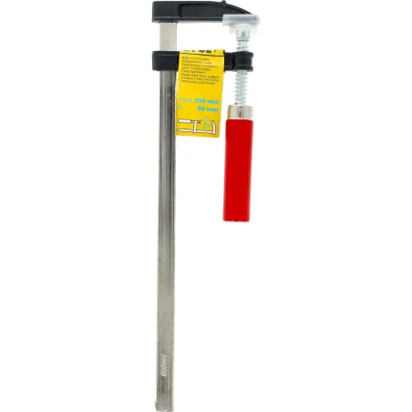 Ścisk stolarski 50 x 250 mm, typ F, drewniany uchwyt, FSC 100%, certyfikat NC-COC-062817