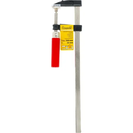 Ścisk stolarski 50 x 300 mm, typ F, drewniany uchwyt, FSC 100%, certyfikat NC-COC-062817