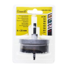 Zestaw otwornic do drewna 26-63 mm, wysokość 25 mm, zęby hartowane, 7 szt.