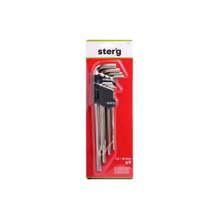 Zestaw kluczy sześciokątnych 1.5-10 mm, bardzo długie, 9 szt.