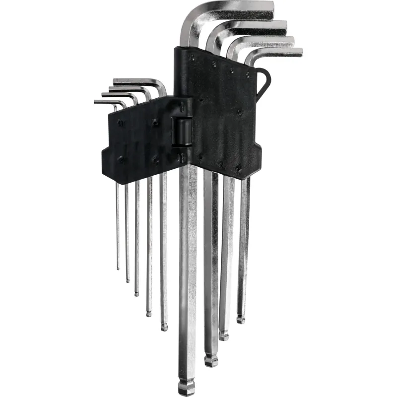 Zestaw kluczy sześciokątnych z końcówką kulistą, 1.5-10 mm, bardzo długie, 9 szt.