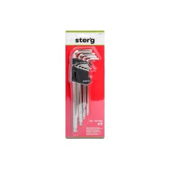 Zestaw kluczy sześciokątnych z końcówką kulistą, 1.5-10 mm, bardzo długie, 9 szt.