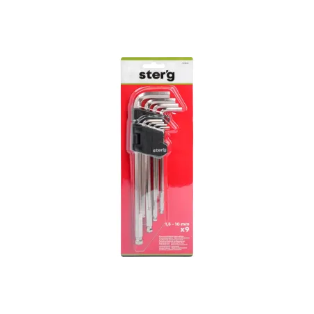 Zestaw kluczy sześciokątnych z końcówką kulistą, 1.5-10 mm, bardzo długie, 9 szt.
