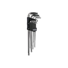 Zestaw kluczy sześciokątnych z końcówką kulistą, 1.5-10 mm, bardzo długie, 9 szt.