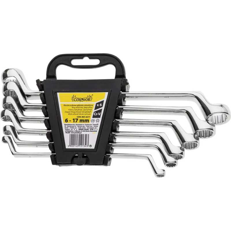 Zestawy kluczy oczkowych odgiętych 6-17 mm, 6 szt.