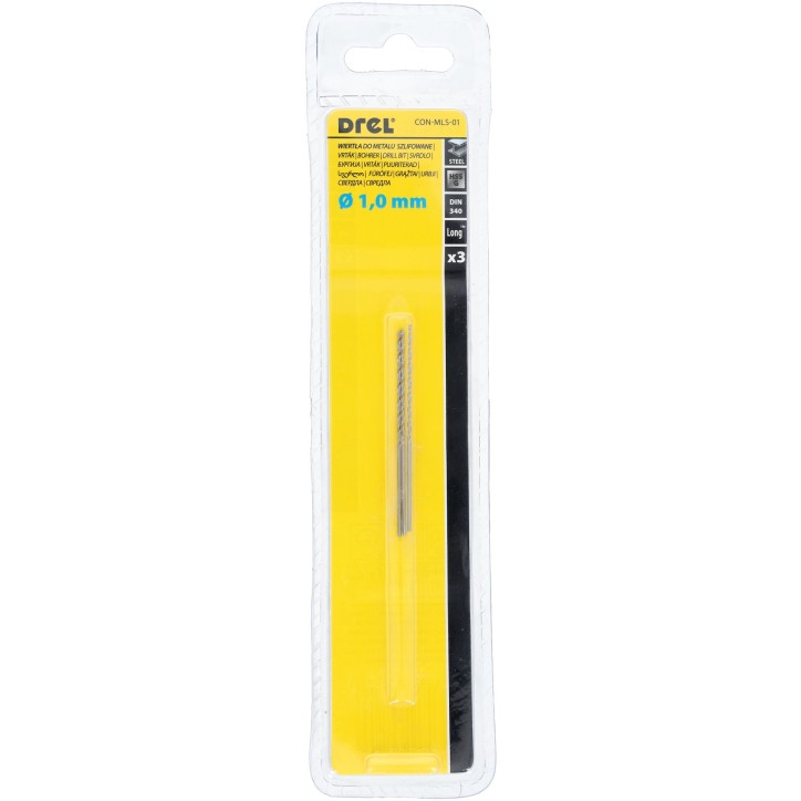 Wiertła do metalu 1.0 x 33.0 x 56.0 mm, przedłużane, szlifowane, 3 szt.