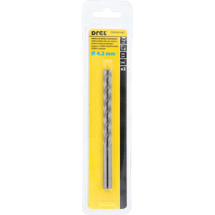 Wiertła do metalu 4.2 x 78.0 x 119.0 mm, przedłużane, szlifowane, 2 szt.