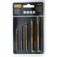 Zestaw frezowierteł 3.0-8.0 mm, tytanowane, 5szt.